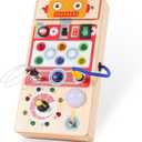 Asweets Montessori Busy Board for Toddler, Red Robot Sensory Board with 8 LED Shape Light Switches, Travel & Gift Toys for Kids