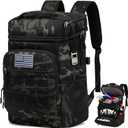 Tactical Cooler Backpack for Men, Double Deck Insulated Cooler Bag 40 Cans, Soft Lunch Backpack with 16H Ice Retention Waterproof Leakproof Picnic Backpack for Work Beach Camping BBQ Hiking