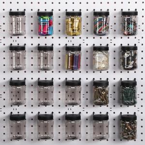 Unittype 20 Set Pegboard Organizer Accessories Peg Boards Jars with Lids Plastic Pegboards Bins Storage Containers Clear Peg Board Wall Organizer for Garage Sewing Office Home Supplies(Clear Black)