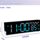 JENLYSTIME 7 Inch LED Digital Alarm Clock with Dual Alarms & Bottom GlowDisplays Time, Date, Day, Temperature3-Level Auto/Manual Brightness, DST, USB or Battery Powered Modern Desk Clock (Blue)