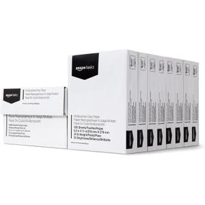 Amazon Basics Multipurpose Copy Printer Paper, 20 lb, 8.5 x 11 Inches, 8 Reams (4,000 Sheets), 92 Bright White, Great for Crisp Ink Printing