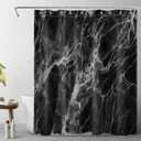LB Black Marble Shower Curtain Abstract Modern Natural Black Grey Marble Bathroom Curtain 60x72 inch Waterproof Polyester Fabric Bath Curtain Hooks Included (Multi Color)