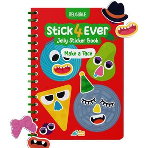 Stick4Ever Jelly Sticker Book - for Kids - Waterproof, Easy to Clean Reusable Sticker Book for Toddlers- Reusable Road Trip Activities for Kids - Stocking Stuffers for Toddlers (Make A Face)