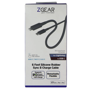 Zgear Set of Charger 1 Pack ,6 Foot Silicone Rubber Sync/Charge Cable /Adaptive Fast Charge Car Charger