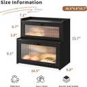 Bread Box for Kitchen Countertop Double Layer Large Corner Bread Box Capacity Bread Storage Bin Farmhouse Breadbox Container Organizer Cabinet Cupboard Black