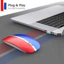 JOYACCESS Rechargeable Wireless Mouse, 2.4G Portable Slim Silent Mouse with USB Receiver and Type C Adapter, 5 Level 3000 DPI, Works with Mac or iPad (Blue & Red)