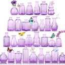 Glass Bud Vases in Bulk Set of 30 Pcs,Small Glass Vases for Flowers as Wedding Centerpieces for Tables,Clear Flower Vases Suitble for Wedding Decorations,Home Decor (Light Purple, 30 Pcs)