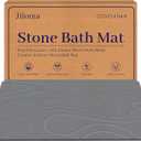 Stone Bath Mat Diatomite Stone Mats for Bathroom Non-Slip Diatomaceous Earth Shower Mat Super Absorbent Bathroom Floor Mat Natural Easy to Clean(24 * 16 Grey) (Gray-river)