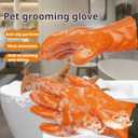 YOFANG Pet Grooming Washing Gloves,27.2" Extra Long Waterproof Rubber Bathing Gloves for Dogs & Cats,Anti-Bite & Anti-Scratch Hair Removal Cat Bath Gloves with 3000+ Massage Particles,Orange/Green