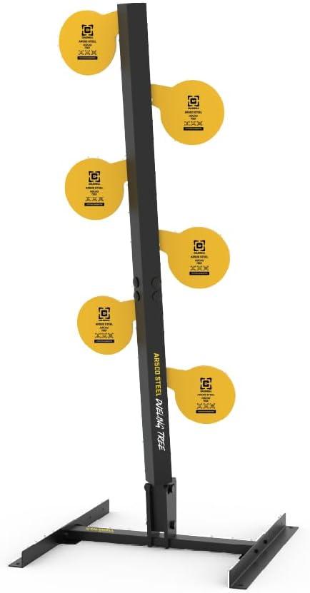 Caldwell AR500 Dueling Tree with Reactive Targets, Adjustable Frame, 6 Piece, Rifle Rated Steel, for Target Practice, Shooting, and Outdoors