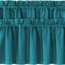 H.VERSAILTEX 100% Blackout Valances for Windows,Valances Farmhouse Window Treatment Drapes for Small Windows Kitchen Living Room RV Vintage 18 Inch Rod Pocket 2 Panels Turquoise Blue