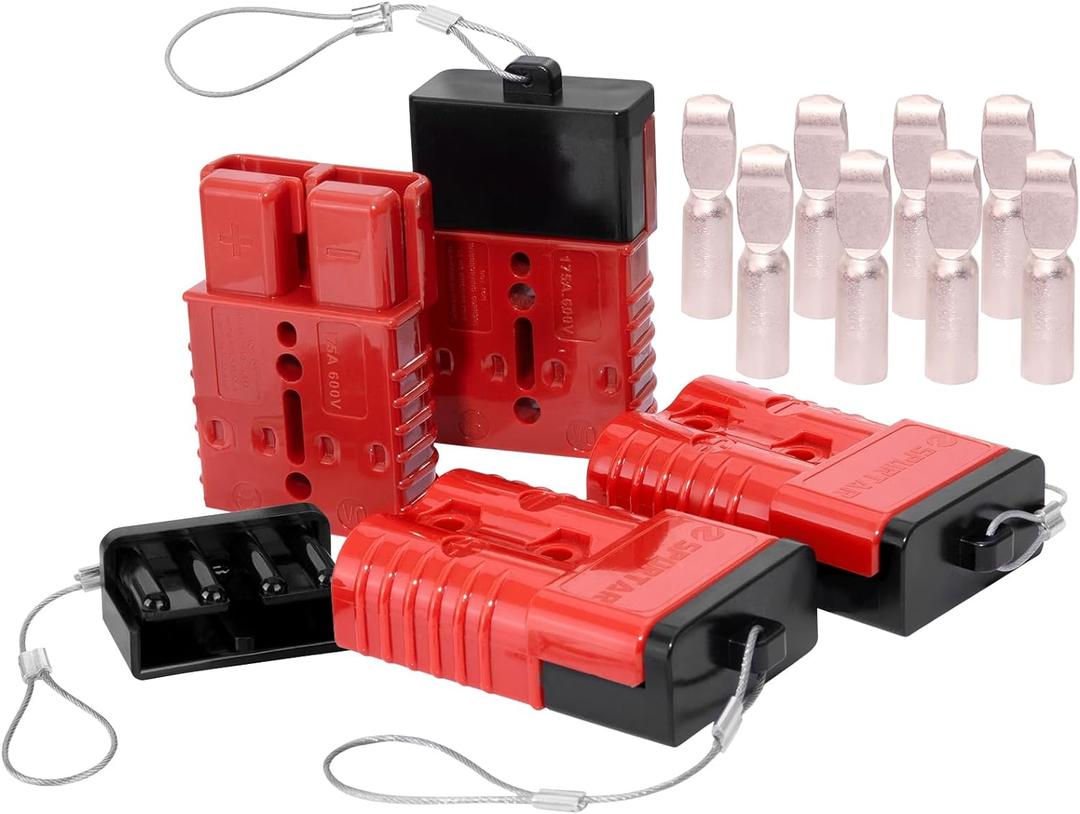 Spurtar 175A Battery Quick Connect/Disconnect, 1/0 AWG Wire Harness Plug, 12-36V Quick Connect Jumper Cables for Car ATV Lifts Motors Trailer Towing Winch, 4Pcs, Red