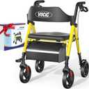 Walkers for Seniors, Z21 Rollator Walker with Seat Supports 350lb, 8" Big Wheels for All Terrain, Ergonomic Arc Seat & 6" Ultra Backrest Foldable Walker, Dual Height Adjustment, Lightweight 2025 (Yellow)