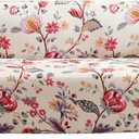 Qubjus Stretch Sofa Cover Printed Couch Cover Patterned with One Separate Cushion Cover for 3 Cushion Couches Sofas Washable Elastic Universal Furniture Protector(Large,Blooming Flower)