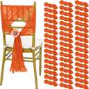 REWOMC 50 PCS Cheesecloth Chair Sashes, 15.7x70 inch Bows Designed Chair Sashes, Chair Cover Chair Sashes Decorations, Universal Chair Decoration for Wedding Reception Banquet Party (Orange)