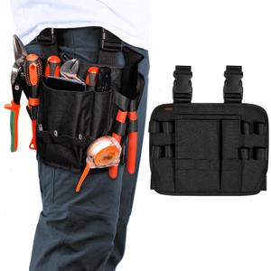 KENOBEE Tool Pouch Holster with Belt Clip Around Your Leg, Electrician Multifunctional Repair Bag, Utility Mini Organizer for Automotive Craftsman Carpenter Construction (Black)
