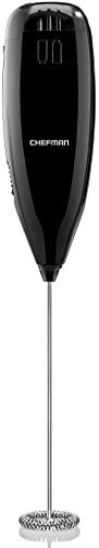 Chefman Handheld Electric Milk Frother Create Foam for Coffee, Cappuccinos, & Lattes, Mix Matcha & Protein Powder, Cordless & Compact, Stainless Steel Wand, Battery Operated