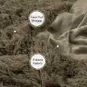 Tuddrom Decorative Extra Soft Faux Fur Throw Blanket 70"x78",Solid Reversible Fuzzy Lightweight Long Hair Shaggy Blanket,Fluffy Cozy Plush Fleece Comfy Microfiber Blanket for Couch Sofa Bed,Brown