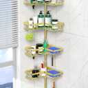 Shower Caddy Tension Pole - Gold Corner Shower Caddy Stainless Steel Bathroom Shower Organizer for Tub Tension Rod Corner Shower Shelves(22-114.2inch)