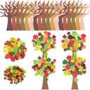 3sscha 24 Pack Fall Tree Foam Sticker Craft for Kids DIY Self-Adhesive Leaf Pumpkin Acorn Shaped Glitter Sticker Interior Wall Decor Classroom Home Activity Thanksgiving Autumn Party Favor Supplies