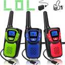 Walkie Talkies for Adults Rechargeable,3 Pack Easy to Use Long Range Walky Talky Handheld Two Way Radio with NOAA for Hiking Camping Skiing(Blue & Green & Red with Micro-USB Charger/Battery)
