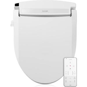 Brondell LE99 Bidet Toilet Seat, Fits Elongated Toilets, Electric Bidet with Remote, Warm Air Dryer, Strong Wash Mode, Stainless-Steel Nozzle, Saved User Settings & Easy Installation (White Warm air dryer + Remote Control)