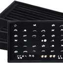 Foraineam 4 Pack Velvet 7 Slots Ring Earrings Showcase Trays Holder Drawer Insert Jewelry Display Organizer