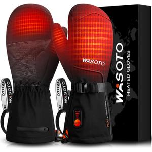 Heated Mittens Gloves for Women Men 3000mAh Rechargeable Waterproof Ski Gloves for Winter Work Skiing Snowboarding Hiking Camping (Large)