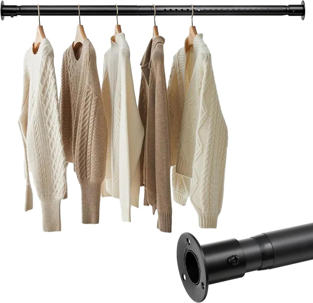 Closet rods for hanging clothes, 17 to 96 Inch Adjustable Closet Rod Heavy Duty Closet Hanging Rod Metal Closet Garment Organizer Rack,Shower Curtain Rods for Closet Wardrobes