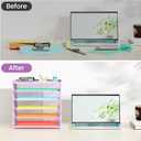 2 Pack 6 Tier Paper Organizer, Metal Mesh Desk File Folder, Letter Tray Organizer, Paper Sorter Desk Organizers for Office, Home or School File Folder Holder - Purple