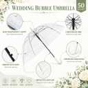 50 Pack Clear Wedding Umbrellas, Windproof Auto Open, 35.4-Inch POE Canopy