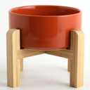 Petygooing Rust Red Elevated/Raised Ceramic Dog Bowl for Small Breeds, Dog Food Water Dish with Stand,Pet Feeding Bowl with Anti Slip Rubber for Cats and Small Dogs Puppy 13.5 OZ (5.1In / 1.7 Cups)