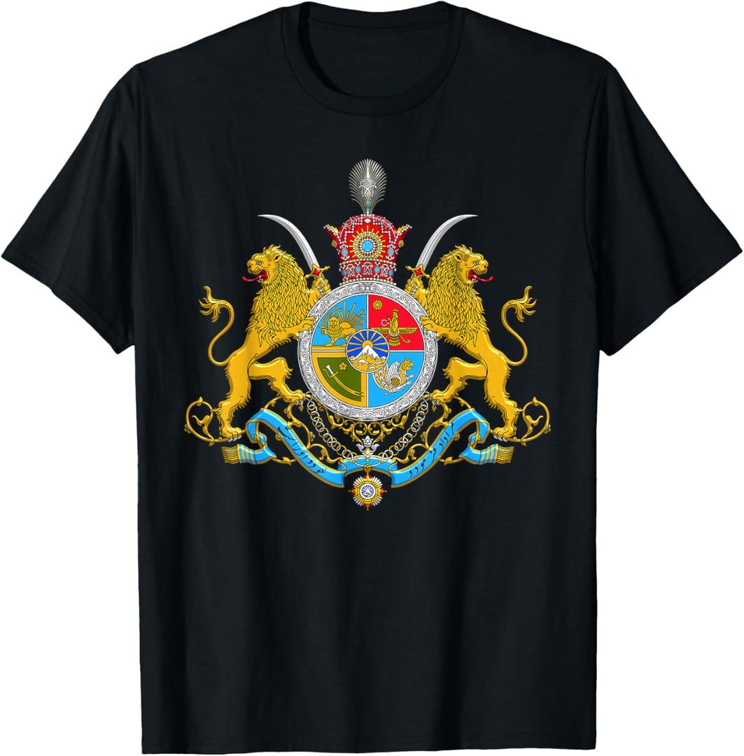 Iranian Imperial Coat of Arms of Iran Pahlavi Dynasty T-Shirt S
