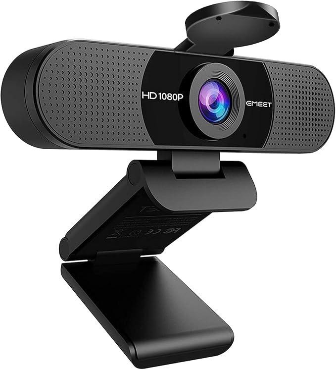 EMEET C960 1080P Streaming USB Camera with 2 Microphones, 90° FOV, Plug and Play, for Online Calls/Conferences, Zoom/Skype/Facetime/YouTube, for Laptop/PC