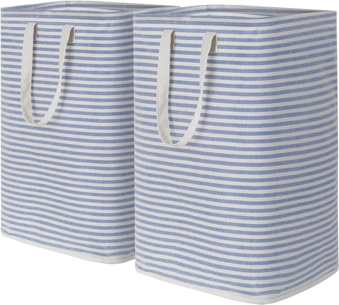 Lifewit 2 Pack Laundry Hamper Large Collapsible Laundry Baskets, Freestanding Waterproof Clothes Hamper with Easy Carry Handles in Laundry Room Bedroom Bathroom College Dorm for Adults, Blue, 2 x 80L