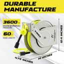 M MINGLE Retractable Pressure Washer Hose Reel, 1/4" 60ft Power Washer Hose Reel, Auto Rewind Hose Reel, Wall/Floor Mounted, 3600 PSI