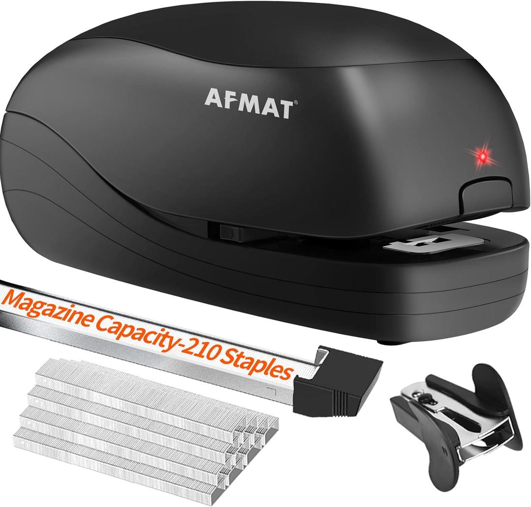 Electric Stapler for Desk, Automatic Stapler Desktop, Office Staplers Electric, AC or Battery Operated Staplers Heavy Duty Office Use, with Reload Reminder & Release Button, 25 Sheets Capacity, Black