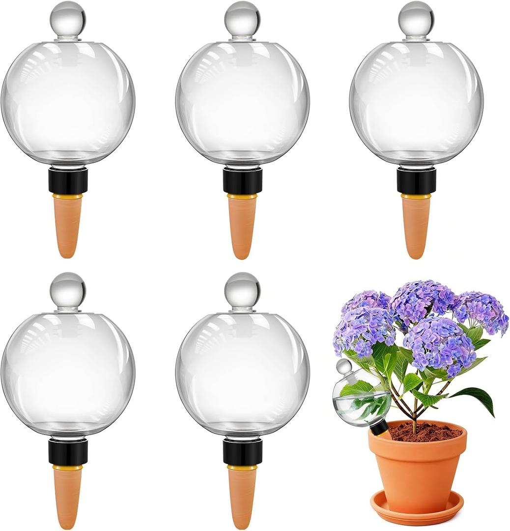 DI QIU REN 6 Pack 19oz Large Self Watering Globes, Automatic Plant Waterer with Glass Stopper - Slow Release Bulbs & Planter Insert, Top-Fill Water Spikes for Indoor Plants (6, Clear)