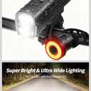 Super Bright Bike Lights for Night Riding, 2 Powerful LED for High Beam Low Beam Bicycle Lights, 6000mAh USB-C Rechargeable Bike Headlight, Smart Brake Bike Taillight, IPX6 Waterproof & Aluminum Alloy