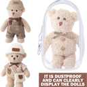 Soulchen 3 Pcs 17cm Clothes Set(No Doll) Hat & Overalls Set Knitted Clear Protective Case for Doll Exquisite Accessories