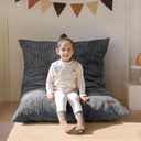 MAXYOYO 3 in 1 Kids Bean Bag Chair Bed, Convertible Chair Folds from Bean Bag to Lounger, Child Floor Sofa for Gaming, Reading, Floor Mattress with High-Density Foam Filling (Charcoal)