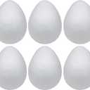 Crafjie Foam Eggs 6pcs 6 Inch (15cm) White Craft Polystyrene Eggs Smooth for Spring Easter Halloween Christmas Holiday Crafts Making Handmade DIY Painting School Projects
