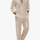 COOFANDY Men's 2 Piece Linen Set Long Sleeve Henley Shirts Casual Beach Pants With Pockets Summer Yoga Outfits Size XXL