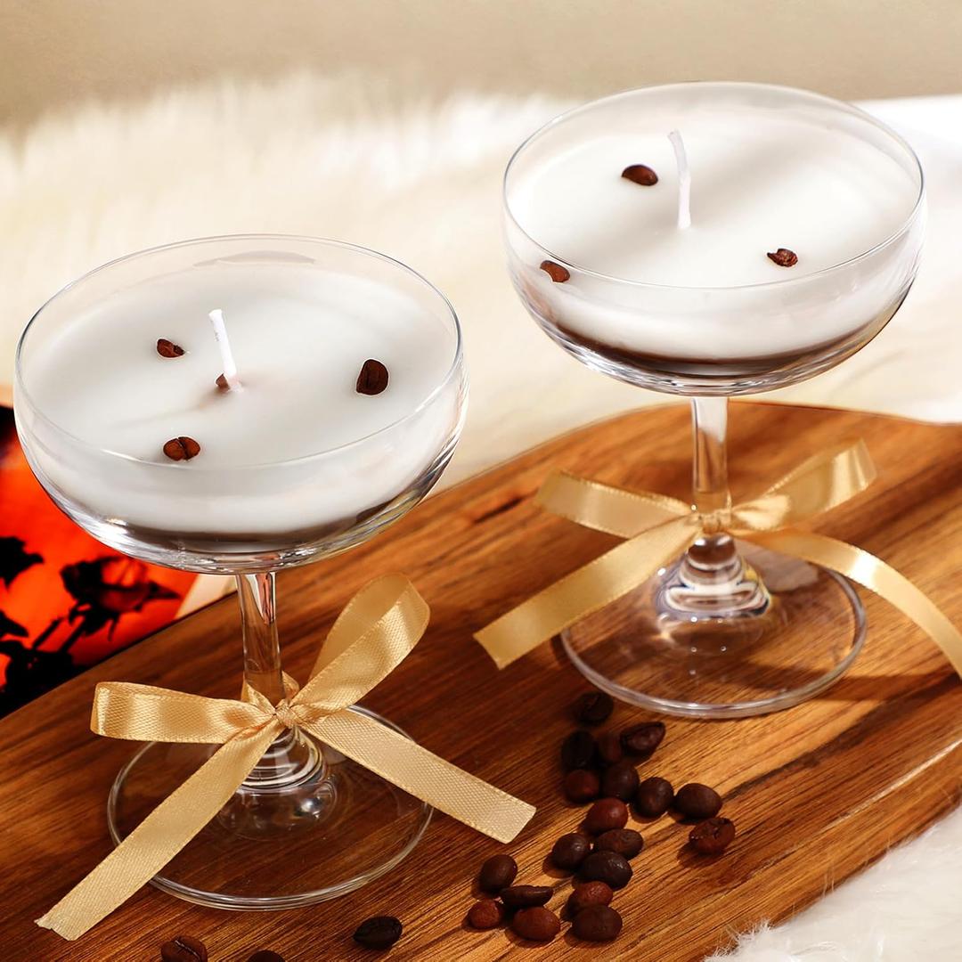 MTLEE 2 Pcs Espresso Martini Candle 7.5 oz Coffee Scented Martini Candles Gifts Natural Soy Bougie for Women Men Birthday Valentine Anniversary Christmas Bar Gifts
