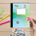 Jainzy Composition Notebooks, 3 Pack with 50 Motivational Stickers,College Ruled, 9.7 x 7.5 inches, 140 Pages, Gold Foil Details