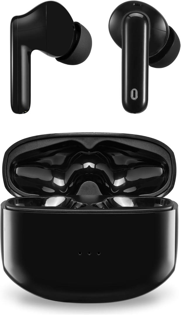 iLive IAEBTN333B Active Noise Cancelling Wireless Earbuds, in-Ear Detection Headphones, Sweatproof Bluetooth 5.3 Stereo Earphones, Immersive Sound Premium Deep Bass Headset, Black