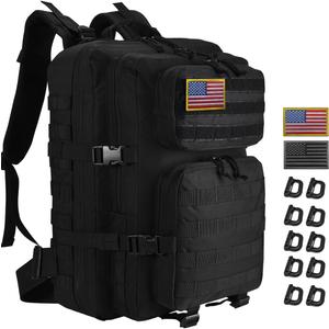 45L Tactical Backpack for Men Women, Military Assault Pack with MOLLE, Large 3 Day Bug Out Bag for Hiking Camping (Black-01)