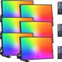 Onforu 6 Pack RGBW LED Flood Light 800W Equivalent, 100W Color Changing Floodlight with 44 Keys Remote, 2700K Warm White IP66 Waterproof Spot Lights Outdoor, Uplights for Stage, Party