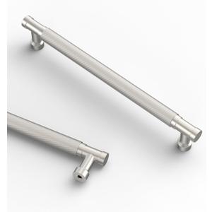 Asidrama 10 Pack 10 Inch(254mm) Brushed Satin Nickel Cabinet Pulls Knurled Kitchen Cabinet Handles, Cabinet Pulls Kitchen Cabinet Hardware for Cupboard Drawer Pulls (10" Hole Center)