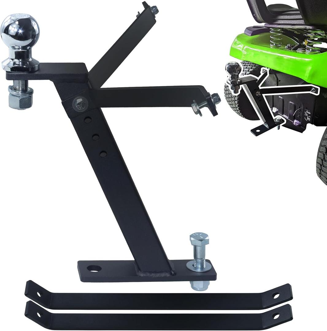 Lawn Mower Trailer Towing Hitch with Chrome Trailer Hitch Ball, 3,500 lbs, 2 Inch Diameter, 3/4 x 2-Inch Shank for Cub Cadet Husqvarna Riding Mowers